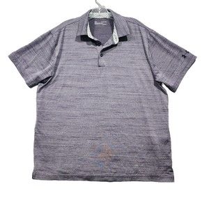 Under Armour Polo Shirt Mens XL Purple Heather Solid Loose Coupe HeatGear